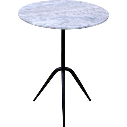 Glacier 18" Accent Table by World Interiors in powder coated black. Made from marble reclaimed iron in a modern style.