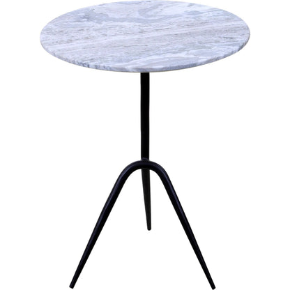 Glacier 18" Accent Table by World Interiors in powder coated black. Made from marble reclaimed iron in a modern style.