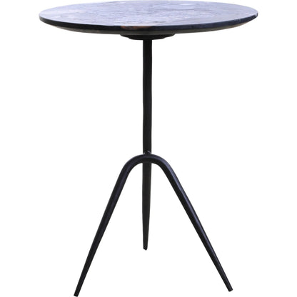 Glacier 18" Accent Table by World Interiors in powder coated black. Made from marble reclaimed iron in a modern style.