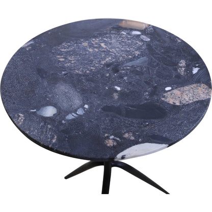 Glacier 18" Accent Table by World Interiors in powder coated black. Made from marble reclaimed iron in a modern style.