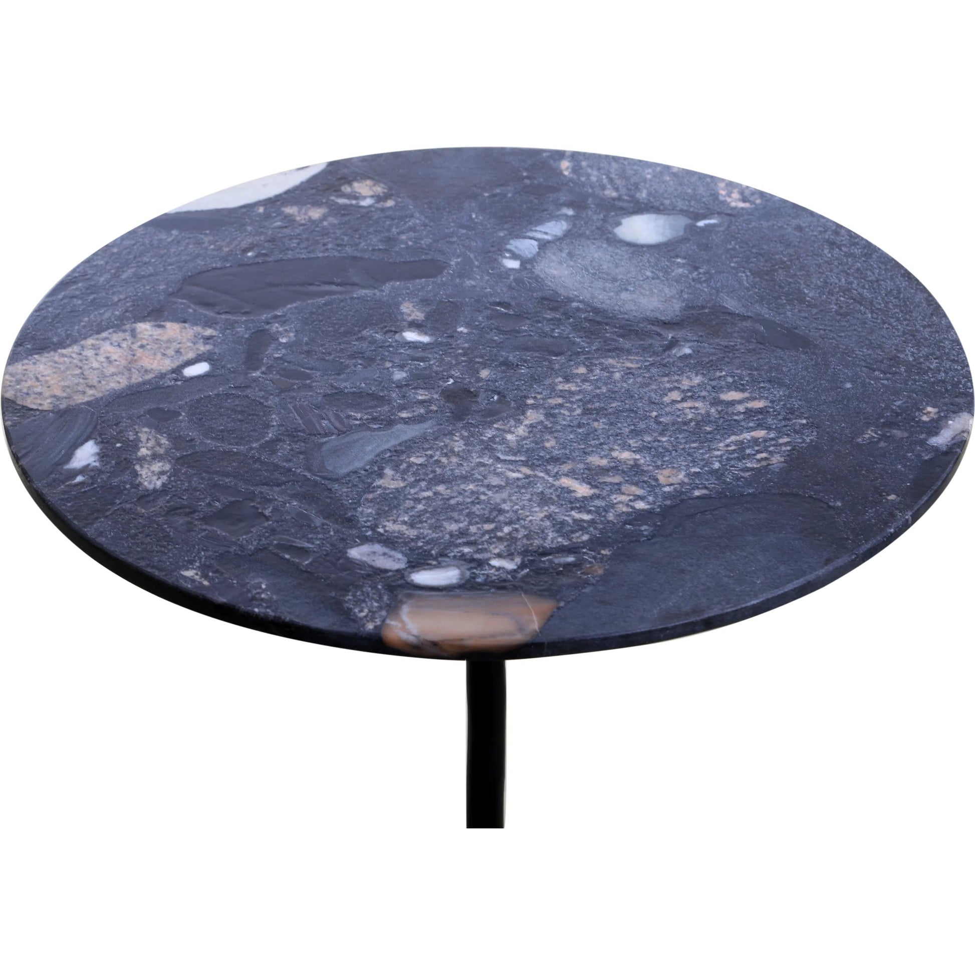 Glacier 18" Accent Table by World Interiors in powder coated black. Made from marble reclaimed iron in a modern style.