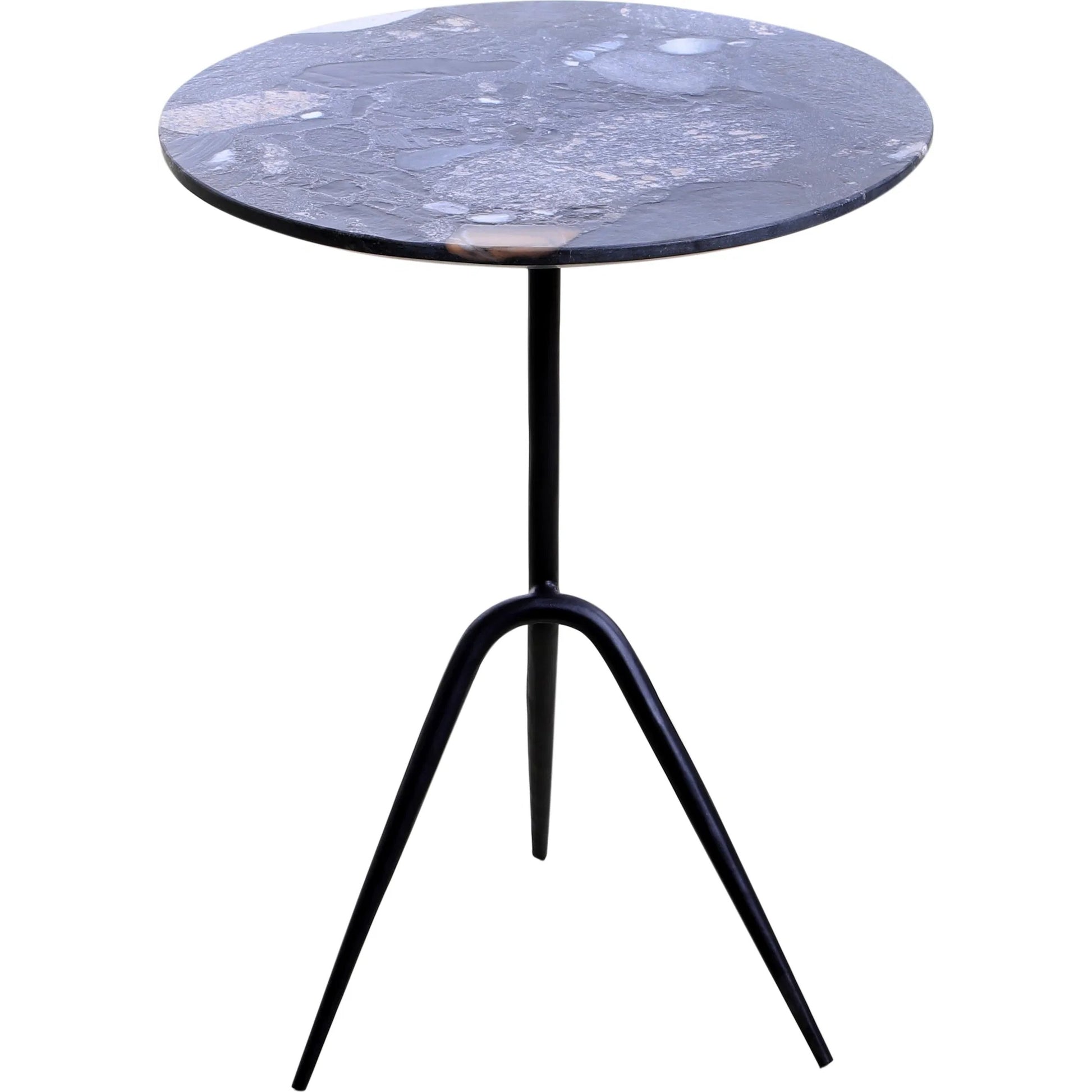 Glacier 18" Accent Table by World Interiors in powder coated black. Made from marble reclaimed iron in a modern style.