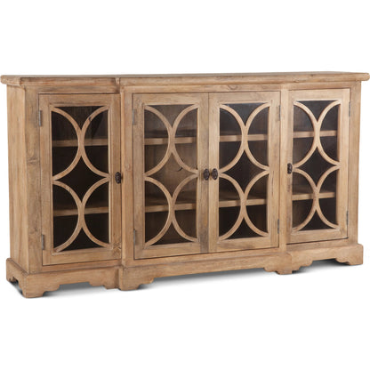 Pengrove Sideboard by World Interiors in light brown and antique oak. Made from mango wood, glass in a cottage & farmhouse style.