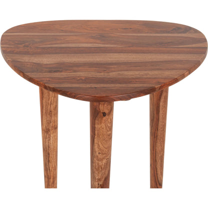 Arrey 23" Side Table by World Interiors in russett and natural. Made from sheesham wood in a transitional style.