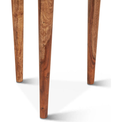 Arrey 23" Side Table by World Interiors in russett and natural. Made from sheesham wood in a transitional style.