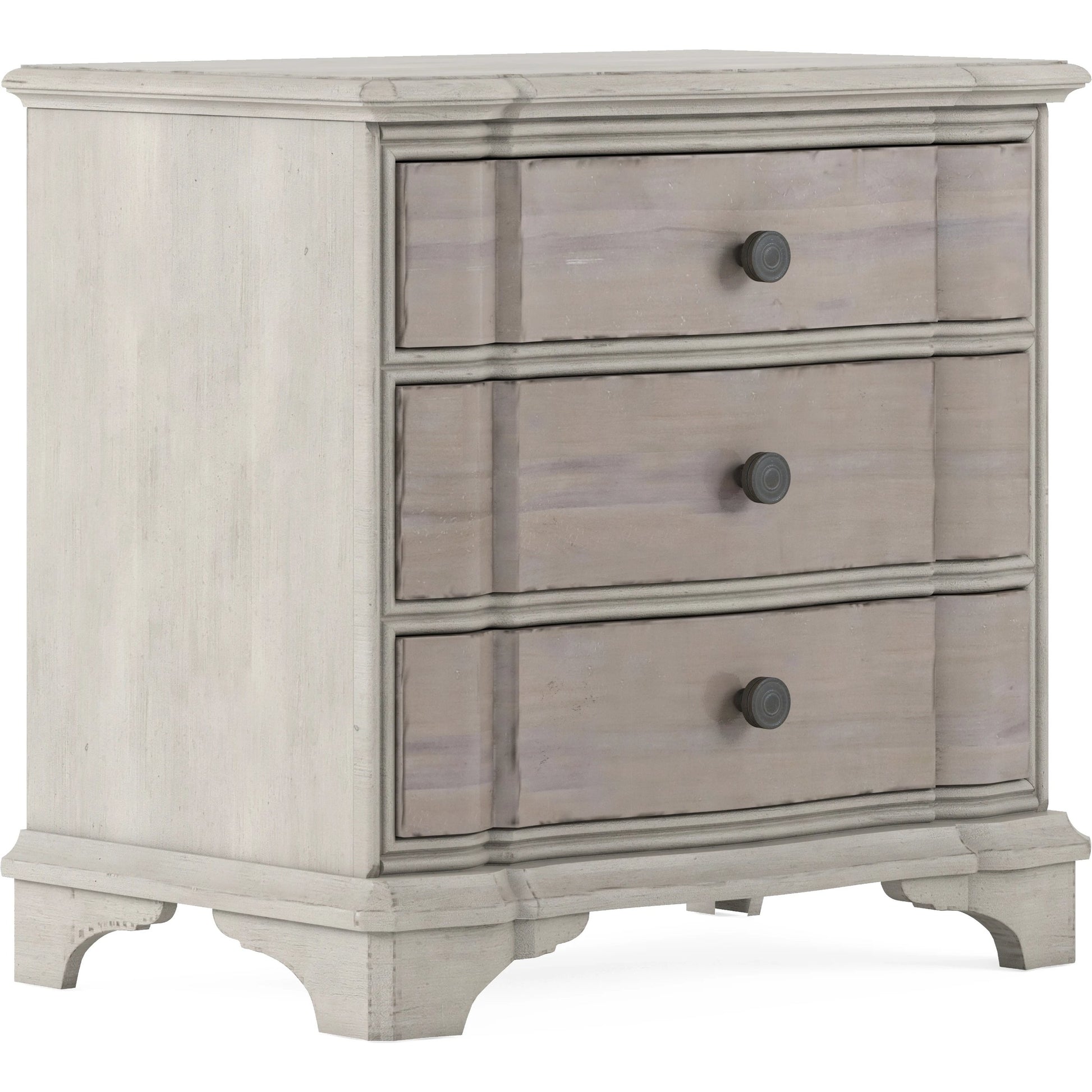 Alcove Nightstand by A.R.T. Furniture in belgian ivory, washed maple. Made from acacia solids, maple veneers, metal in a traditional style.