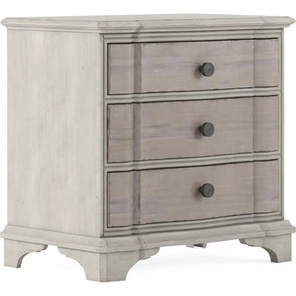 Alcove Nightstand by A.R.T. Furniture in belgian ivory, washed maple. Made from acacia solids, maple veneers, metal in a traditional style.