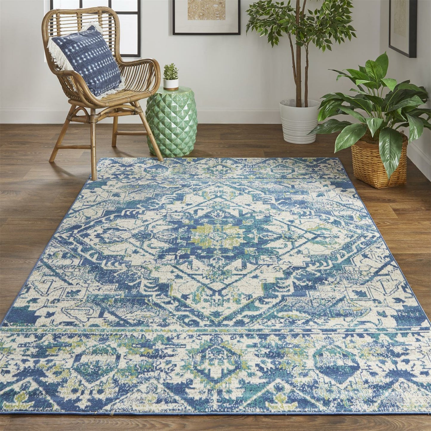 013 SI-1752208 | Lifestyle | Foster Transitional Oriental Rug - 3760F by Feizy in blue, green, ivory. Made from polypropylene in a unique style.