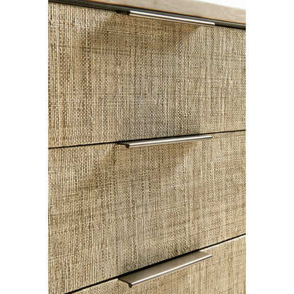 Water Seiche Large Grasscloth Nightstand by Jonathan Charles in whitewash oak. Made from oak, grass cloth, brass in a transitional style.