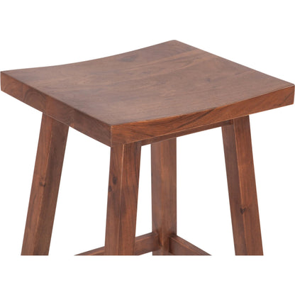 Stavanger Counter Stool by World Interiors in browns and cinnamon brown. Made from acacia wood in a transitional style.