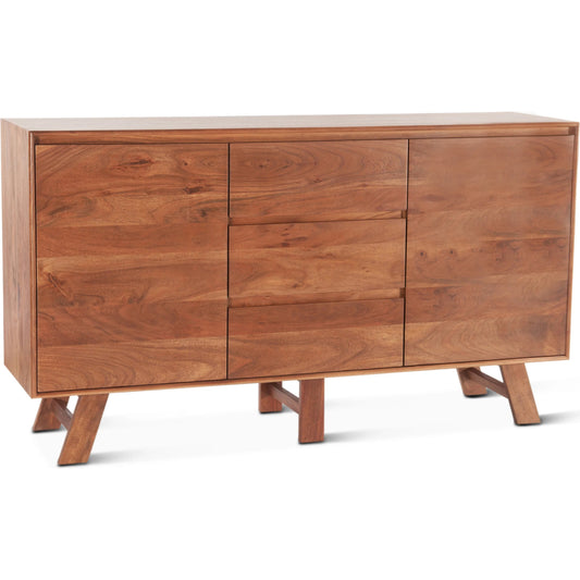Stavanger Sideboard by World Interiors in browns and cinnamon brown. Made from acacia wood in a unique style.