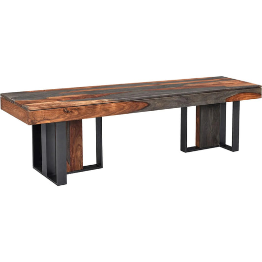 Summit Bench by World Interiors in brown and gray and capri sheeesham. Made from sheesham wood, iron in a unique style.