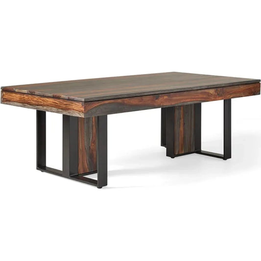 Summit Coffee Table by World Interiors in brown and gray and capri sheeesham. Made from sheesham wood, iron in a unique style.