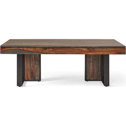 Summit Coffee Table by World Interiors in brown and gray and capri sheeesham. Made from sheesham wood, iron in a unique style.