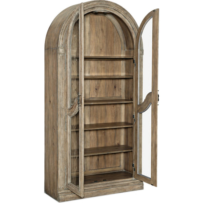 Castella Bunching Curio Cabinet by Hooker Furniture in antique slate. Made from pecan, quartered walnut, quartered black walnut, quartered ash, maple veneers in a traditional style.