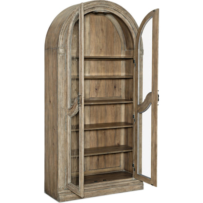Castella Bunching Curio Cabinet by Hooker Furniture in antique slate. Made from pecan, quartered walnut, quartered black walnut, quartered ash, maple veneers in a traditional style.