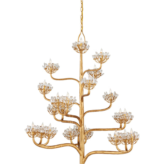 Agave Americana Chandelier by Currey and Company. Made from wrought iron, crystal in a traditional style.