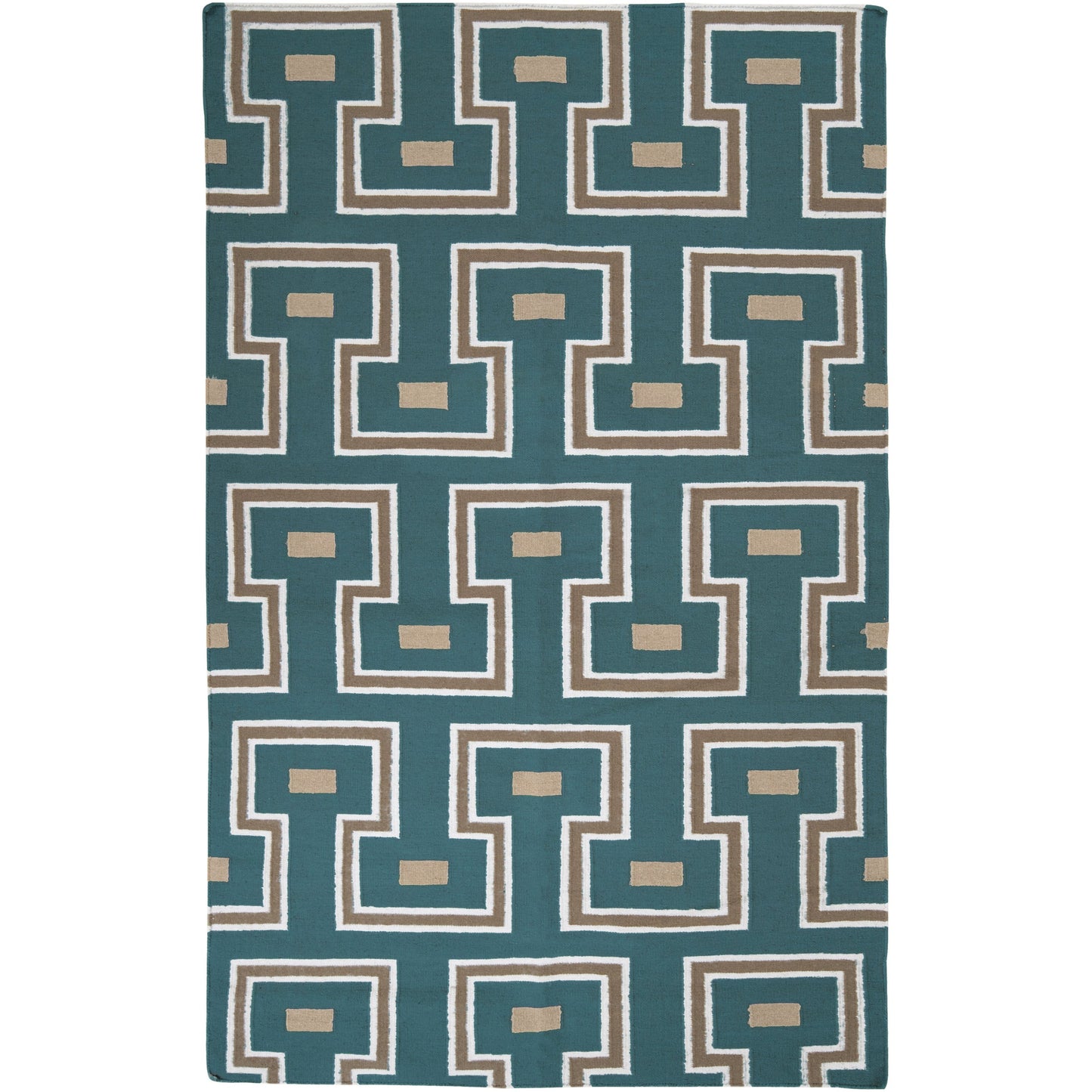 001 44666-17097 | Primary Silo | Frontier Rug - 786 by Surya in cream, tan, teal. Made from 100% wool in a unique style.