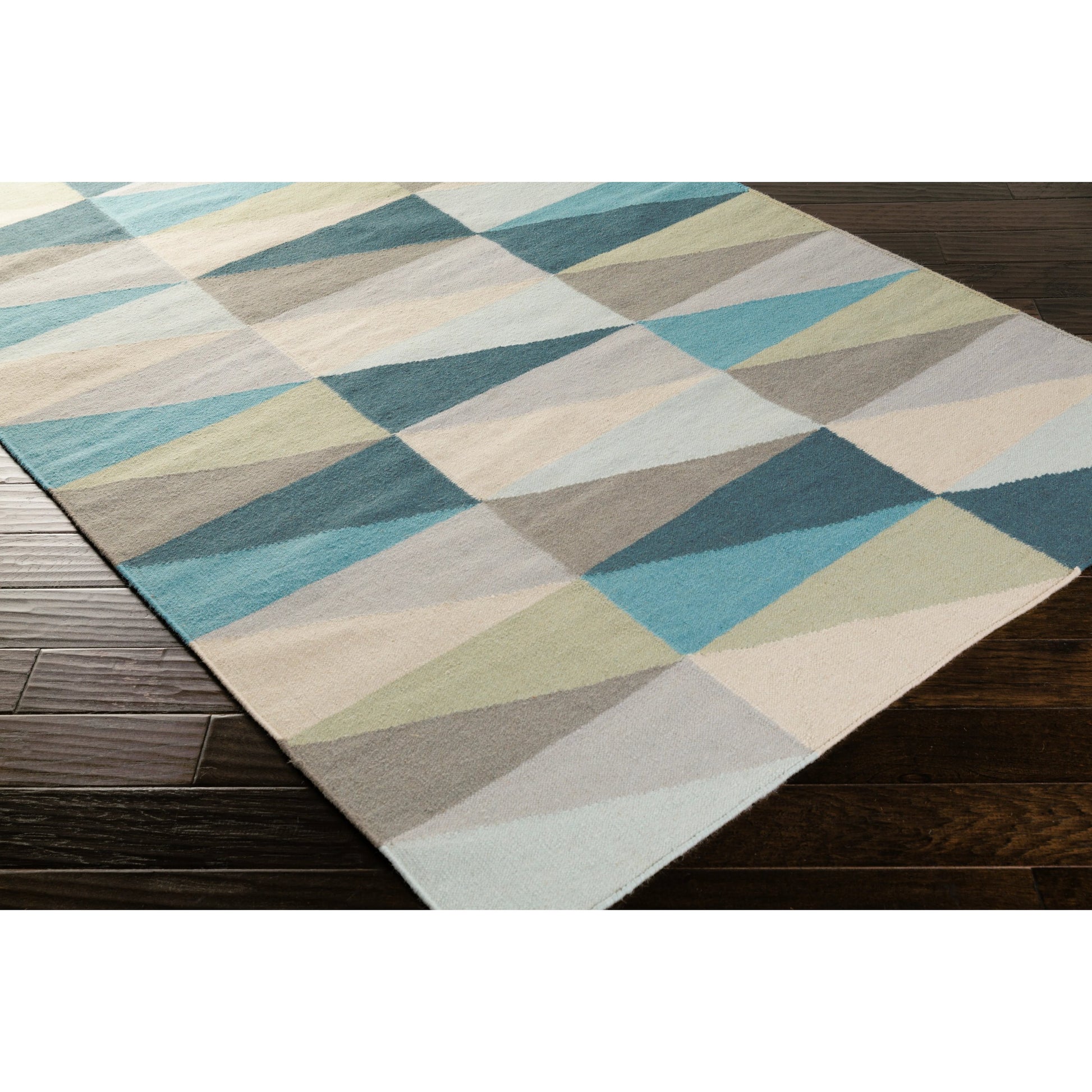 Frontier Rug - 1056 by Surya in light beige, medium gray, aqua, dark blue, seafoam, gray. Made from 100% wool in a unique style.