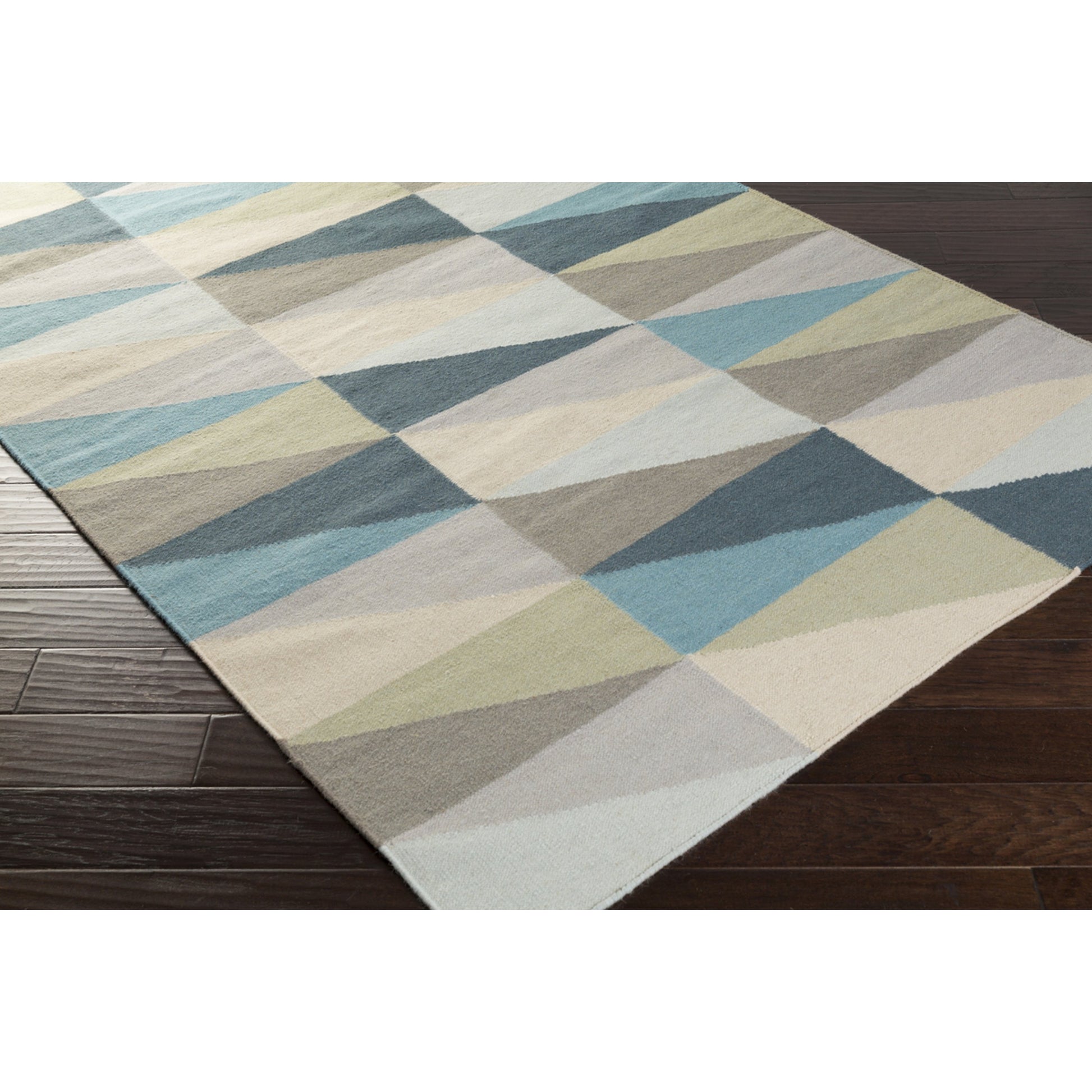 Frontier Rug - 1056 by Surya in light beige, medium gray, aqua, dark blue, seafoam, gray. Made from 100% wool in a unique style.