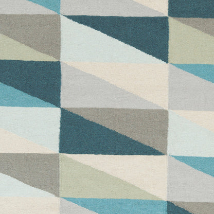 Frontier Rug - 1056 by Surya in light beige, medium gray, aqua, dark blue, seafoam, gray. Made from 100% wool in a unique style.