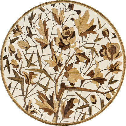 Trianon Accent Table by Jonathan Charles in oak leaf parquetry. Made from local mahogany, marquetry veneer, mdf in a traditional style.