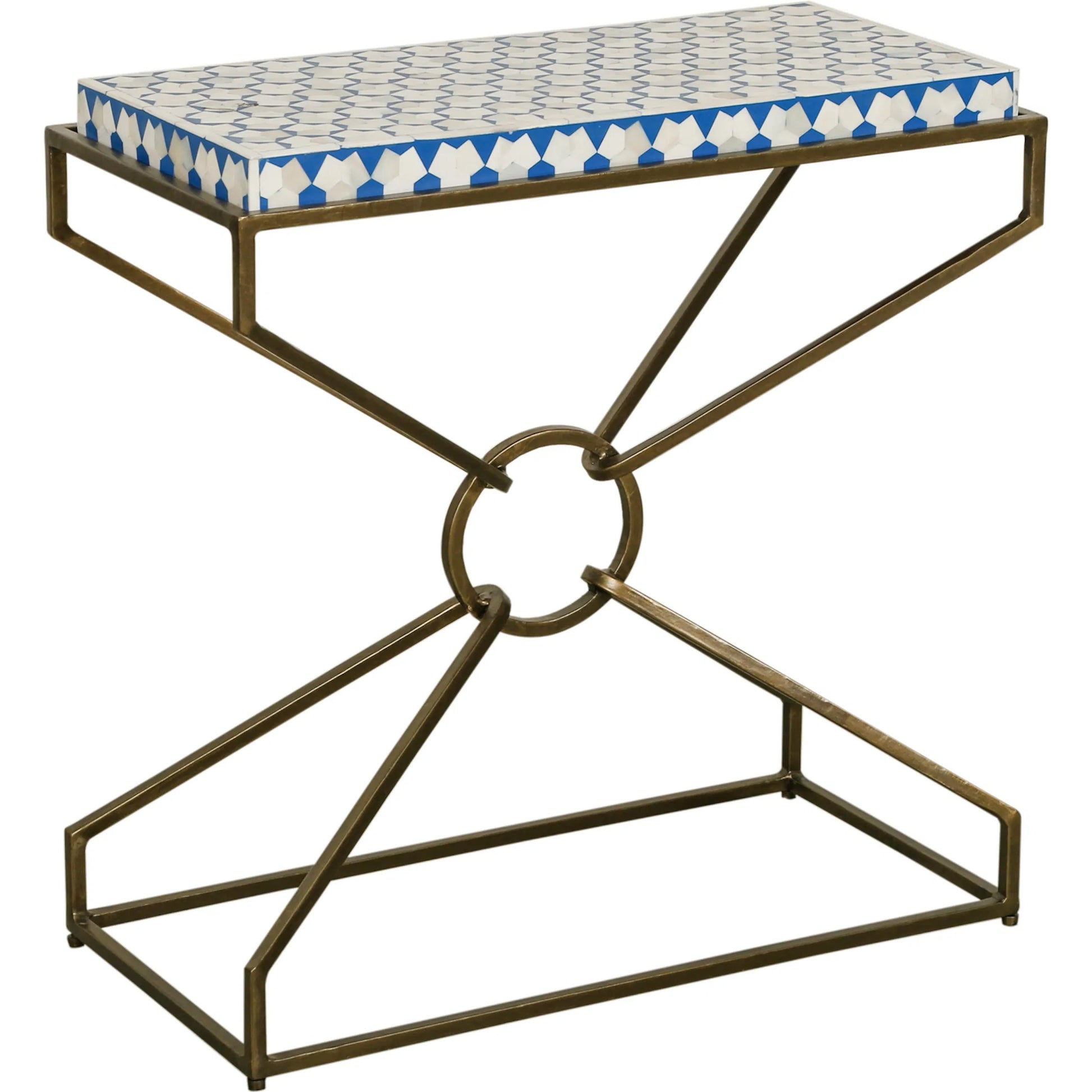 Alexandria 24" Side Table by World Interiors in multi-color and natural. Made from bone, horn, metal in a eclectic & global style.