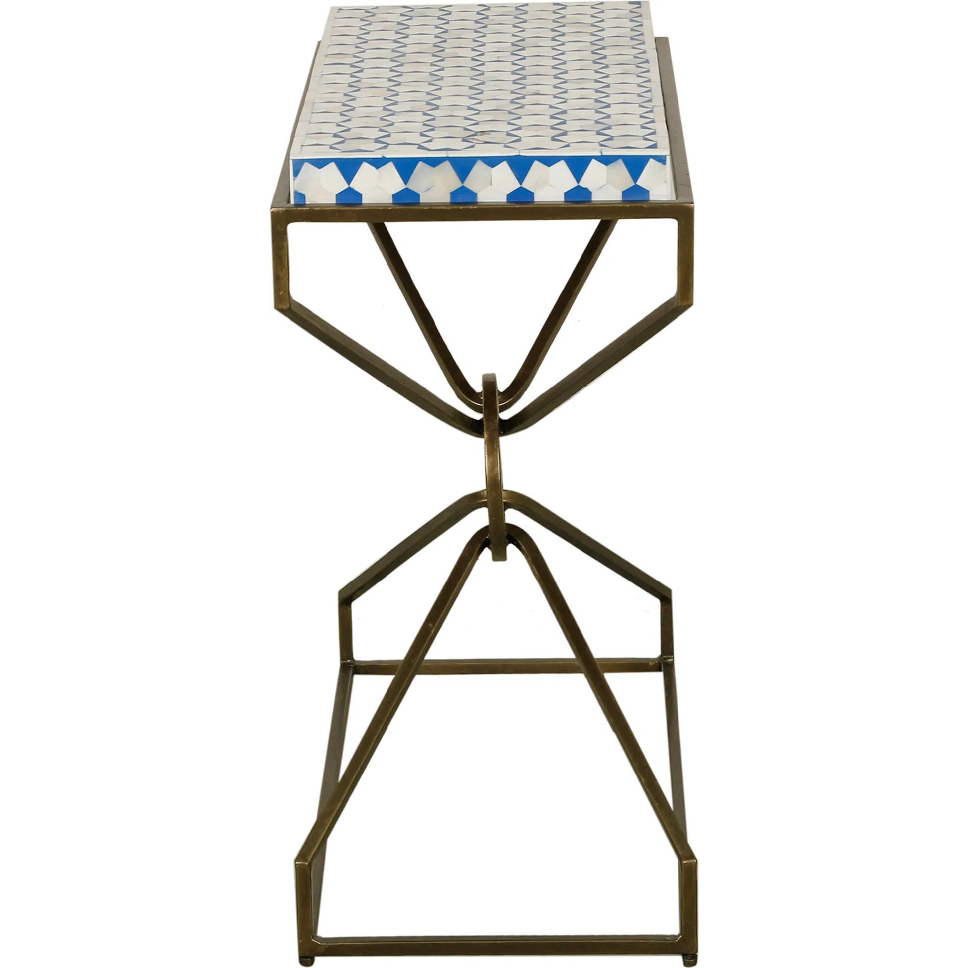 Alexandria 24" Side Table by World Interiors in multi-color and natural. Made from bone, horn, metal in a eclectic & global style.