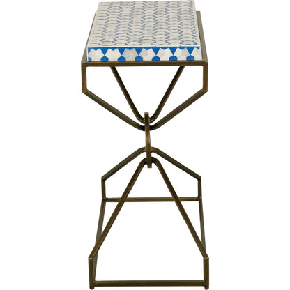 Alexandria 24" Side Table by World Interiors in multi-color and natural. Made from bone, horn, metal in a eclectic & global style.