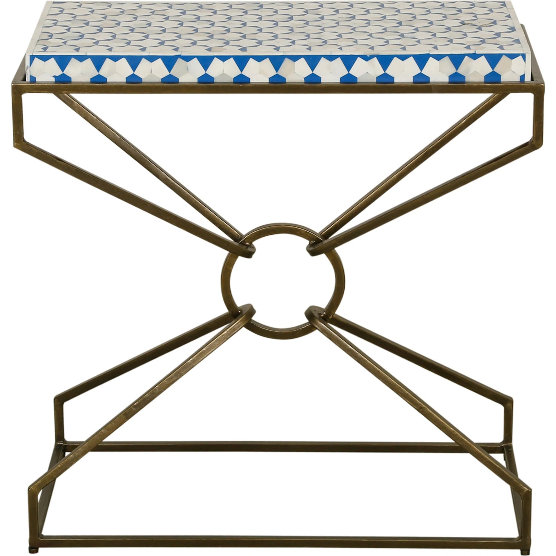 Alexandria 24" Side Table by World Interiors in multi-color and natural. Made from bone, horn, metal in a eclectic & global style.