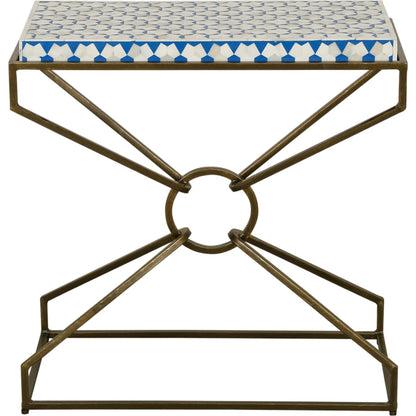 Alexandria 24" Side Table by World Interiors in multi-color and natural. Made from bone, horn, metal in a eclectic & global style.