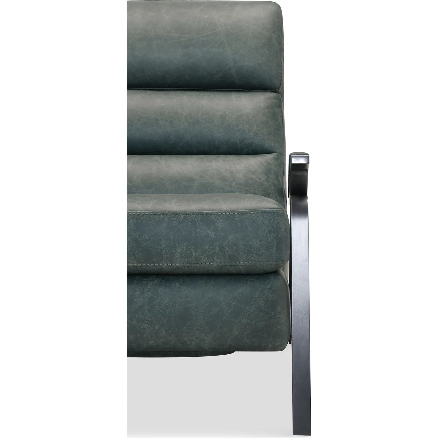 012 SI-2458614 | Closeup | Elixir Power Recliner with Power Headrest by Hooker Furniture in dark gunmetal metal. Made from leather in a traditional style.