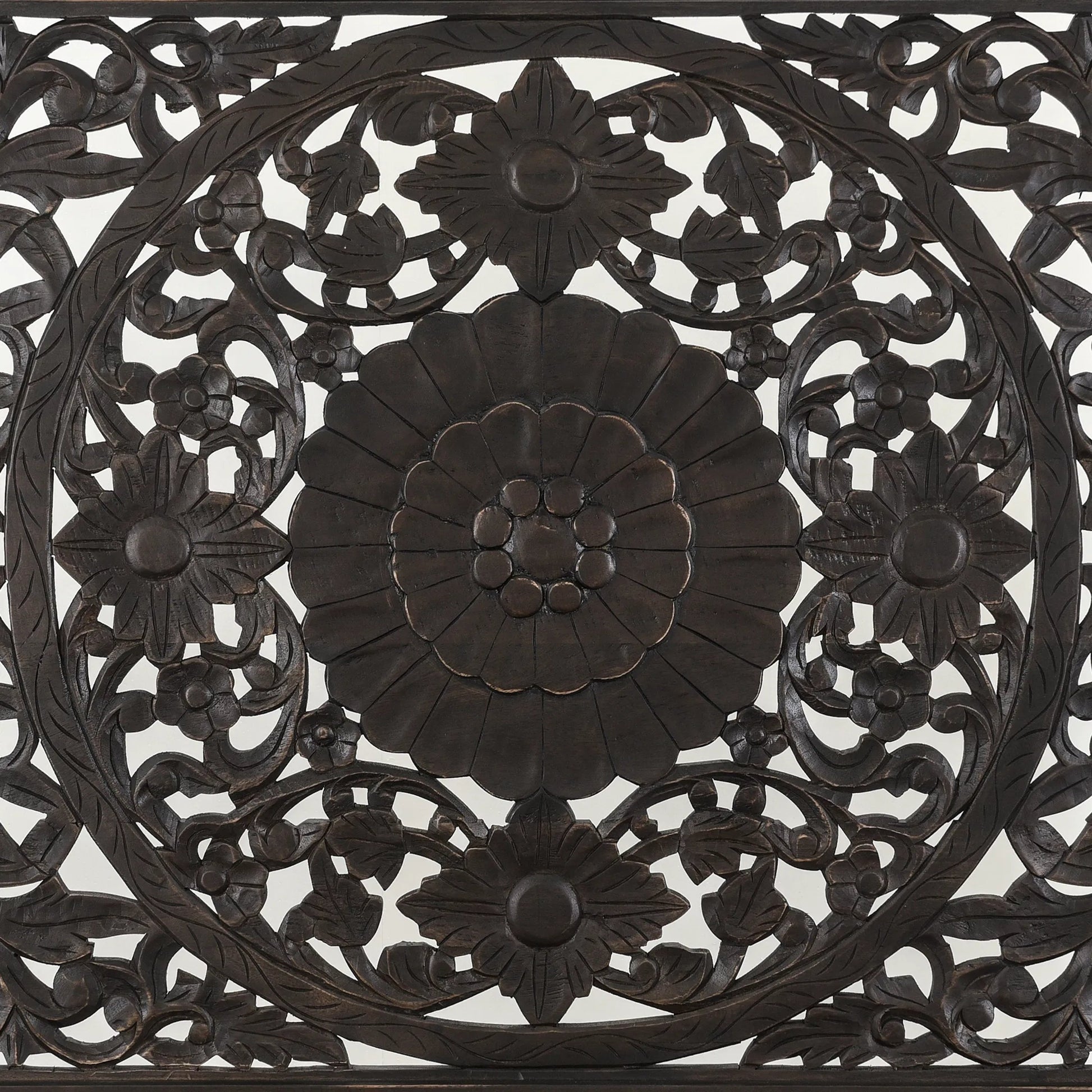 Haveli Carved Bed by World Interiors in brown and vintage brown. Made from mango wood in a eclectic & global style.