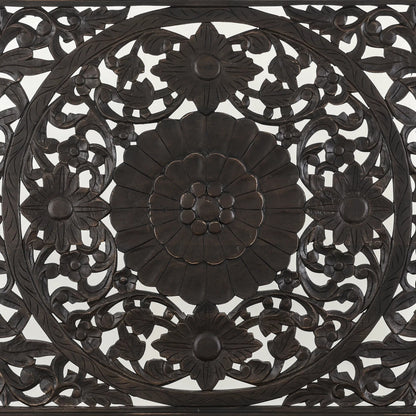 Haveli Carved Bed by World Interiors in brown and vintage brown. Made from mango wood in a eclectic & global style.