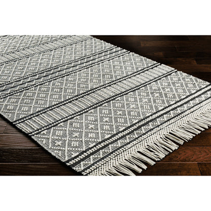 Farmhouse Tassels FTS-2300 Rug by Livabliss in black, white. Made from 60% wool, 40% cotton in a unique style.