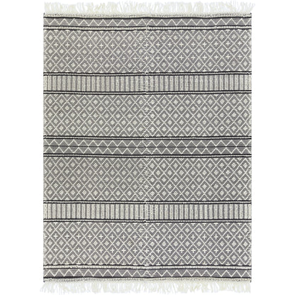 Farmhouse Tassels FTS-2300 Rug by Livabliss in black, white. Made from 60% wool, 40% cotton in a unique style.
