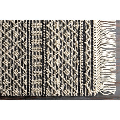 Farmhouse Tassels FTS-2300 Rug by Livabliss in black, white. Made from 60% wool, 40% cotton in a unique style.