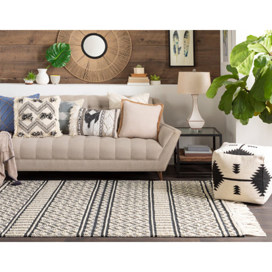 Farmhouse Tassels Rug - 23231 by Livabliss. Made from 60% wool, 40% cotton in a unique style.