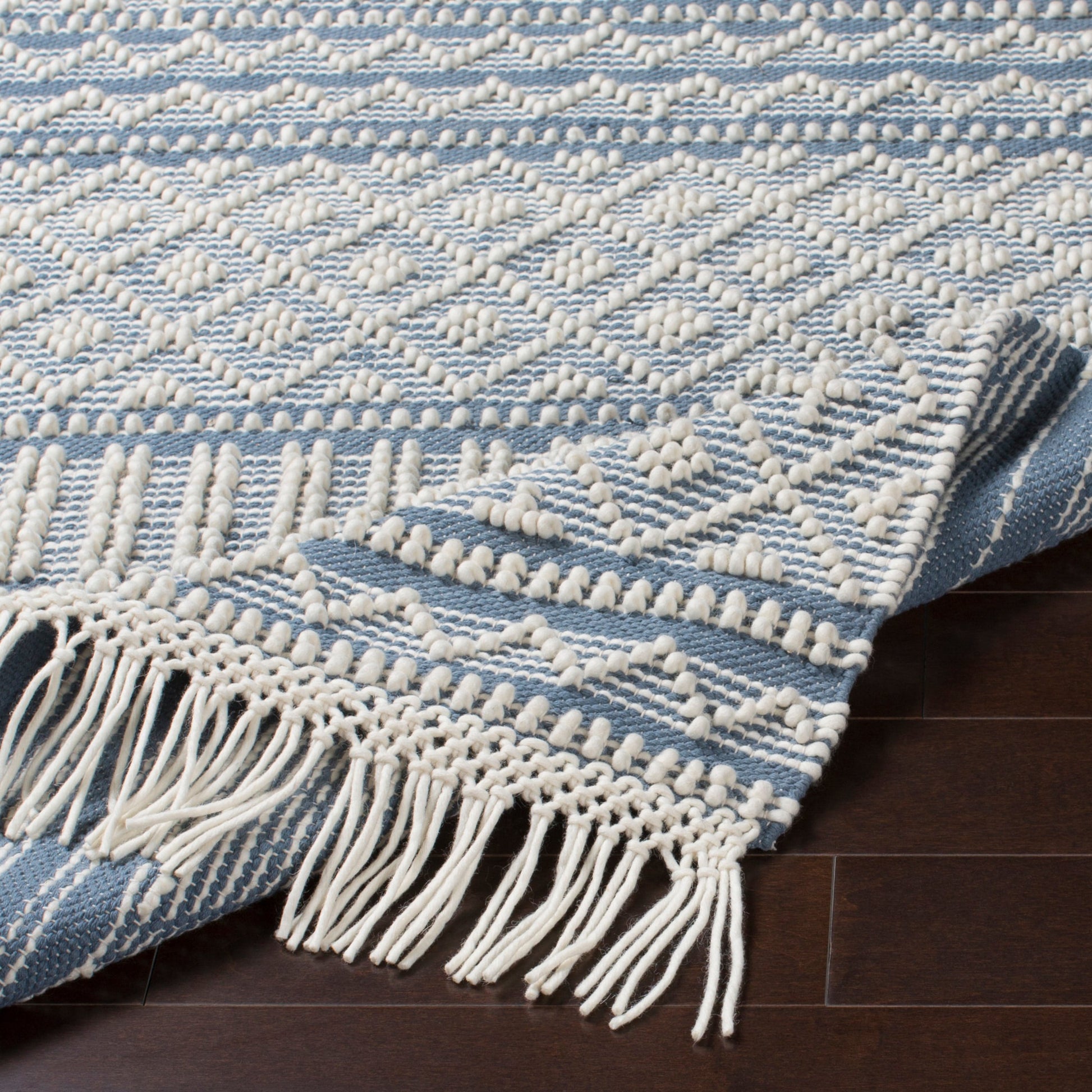 Farmhouse Tassels FTS-2300 Rug by Livabliss in black, white. Made from 60% wool, 40% cotton in a unique style.