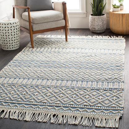 Farmhouse Tassels FTS-2300 Rug by Livabliss in black, white. Made from 60% wool, 40% cotton in a unique style.