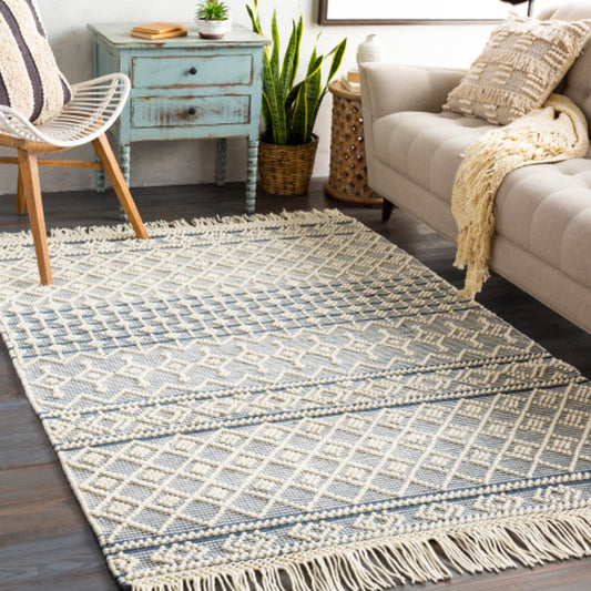 Farmhouse Tassels Rug - 23871 by Livabliss. Made from 60% wool, 40% cotton in a unique style.