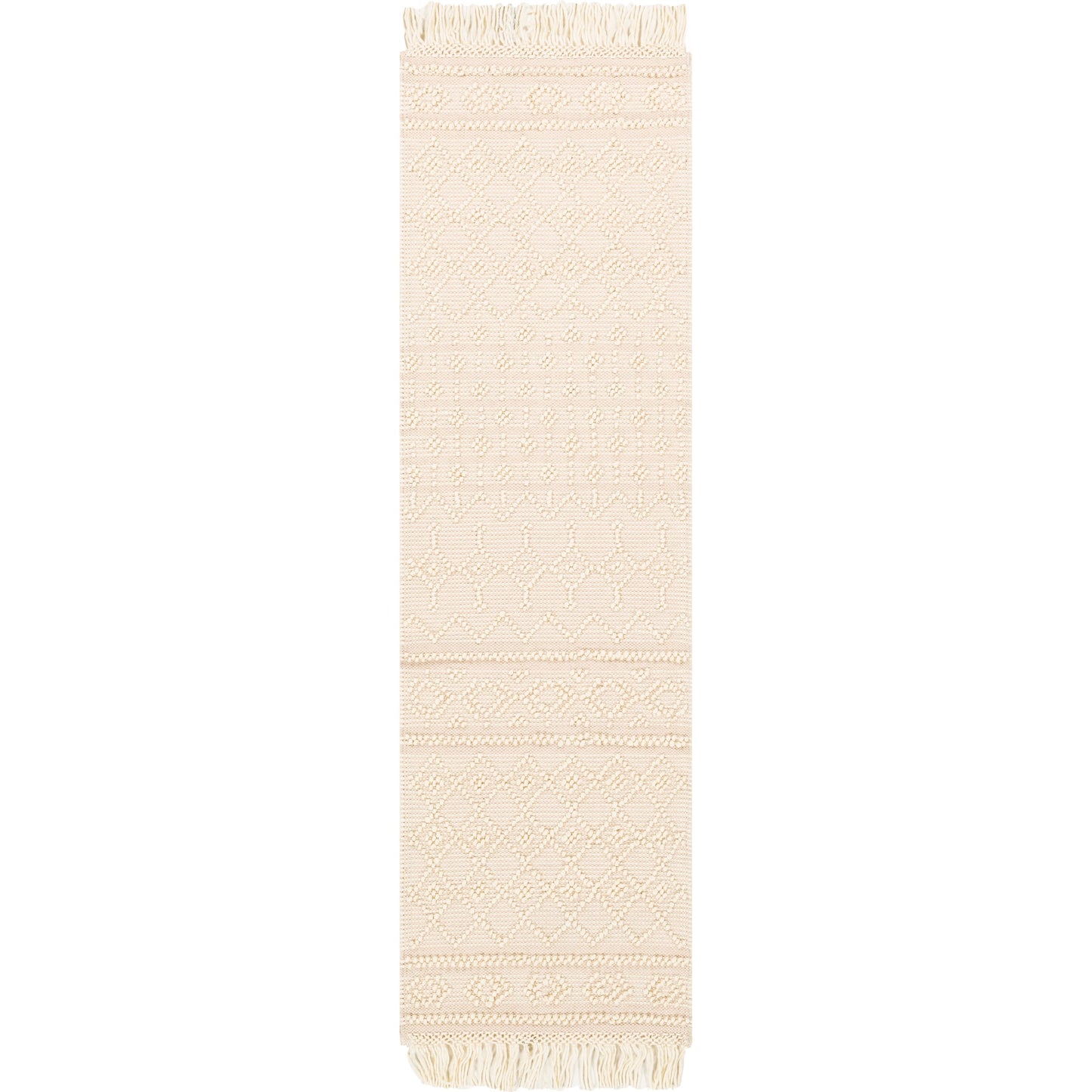 021 SI-1881839 | Primary Silo | Farmhouse Tassels FTS-2304 Rug by Livabliss in white, beige. Made from 60% wool, 40% cotton in a unique style.