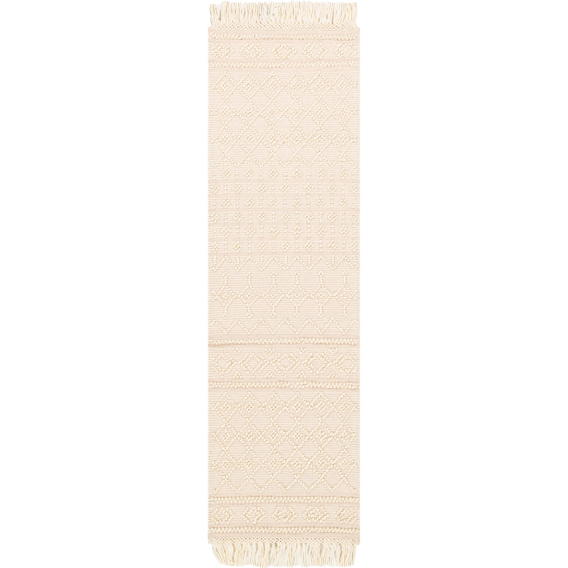 Farmhouse Tassels FTS-2304 Rug by Livabliss in white, beige. Made from 60% wool, 40% cotton in a unique style.