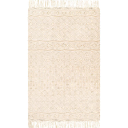 Farmhouse Tassels FTS-2304 Rug by Livabliss in white, beige. Made from 60% wool, 40% cotton in a unique style.