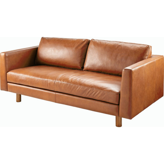 Fitz Sofa - 496722 by Surya in base: wood and lacquered. Made from leather, rubber wood, polyurethane foam, mixed feather in a transitional style.
