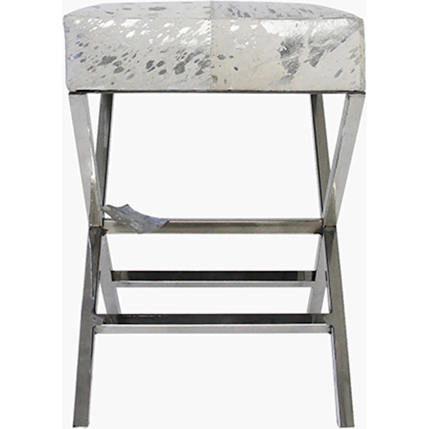 003 SI-2534698 | Additional Silo | Safari Steel & Cowhide Bench - FU-26276 by Pasargad Home in silver. Made from steel, cowhide in a unique style.