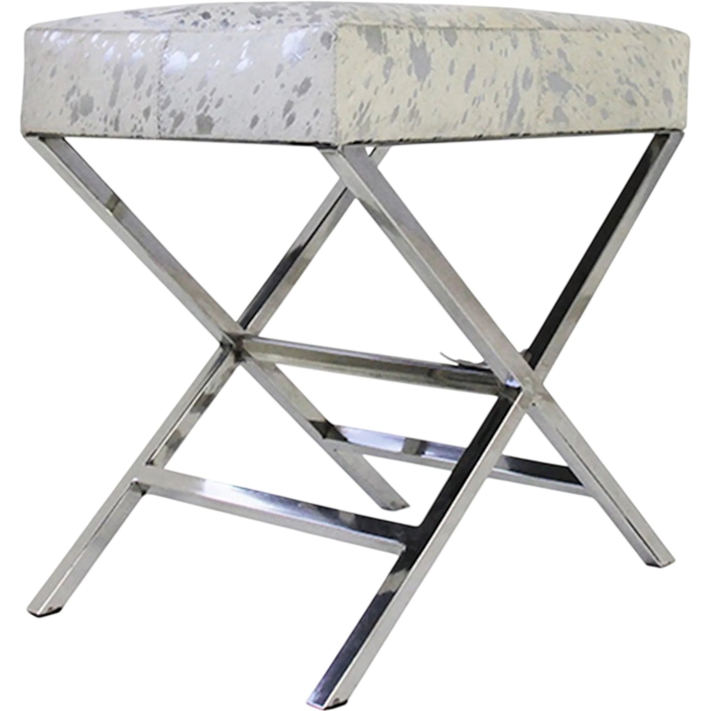 001 SI-2534698 | Primary Silo | Safari Steel & Cowhide Bench - FU-26276 by Pasargad Home in silver. Made from steel, cowhide in a unique style.