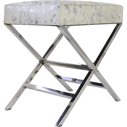 Safari Steel & Cowhide Bench - FU-26276 by Pasargad Home in silver. Made from steel, cowhide in a unique style.