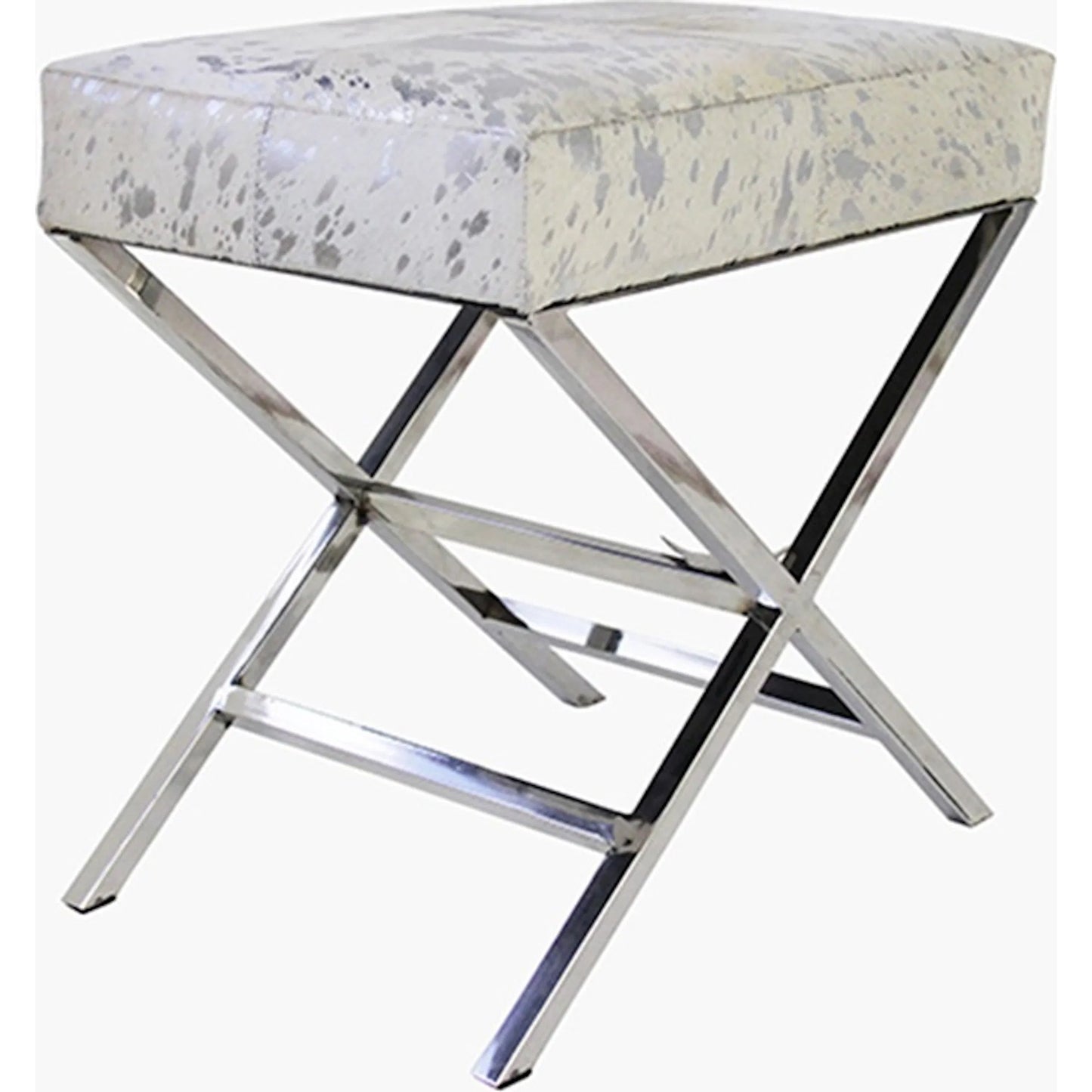 004 SI-2534698 | Additional Silo | Safari Steel & Cowhide Bench - FU-26276 by Pasargad Home in silver. Made from steel, cowhide in a unique style.