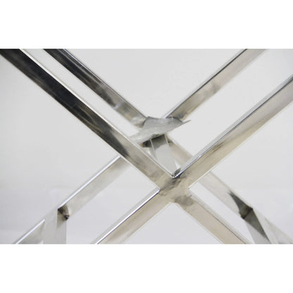 Safari Steel & Cowhide Bench - FU-26276 by Pasargad Home in silver. Made from steel, cowhide in a unique style.